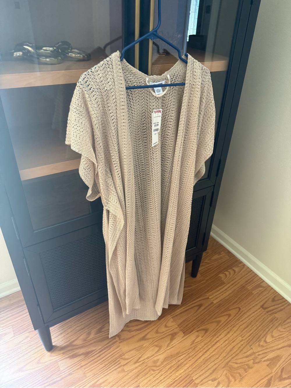 Steve Madden Beige Open-Knit Duster Shrug